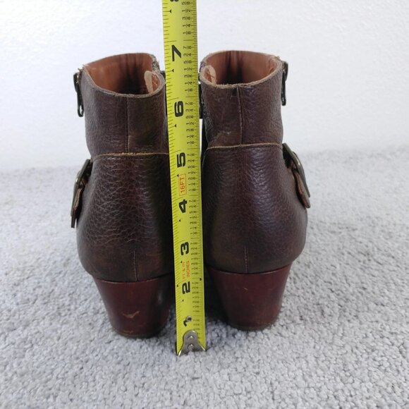 Kork Ease Ankle Boots Womens Size 10 Brown Pebbled Leather Zip Buckle Heel Shoes - Picture 9 of 12